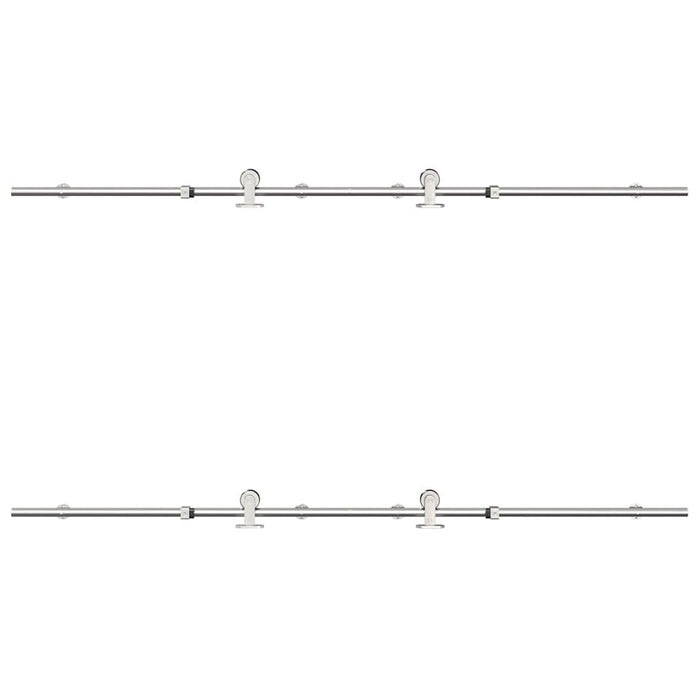 Kit Binari Porta Scorrevole 183 cm Acciaio Inossidabile Argento 3295763