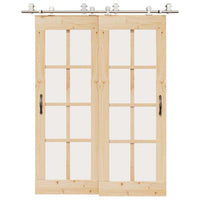 Kit Binari Porta Scorrevole 183 cm Acciaio Inossidabile Argento 3295763