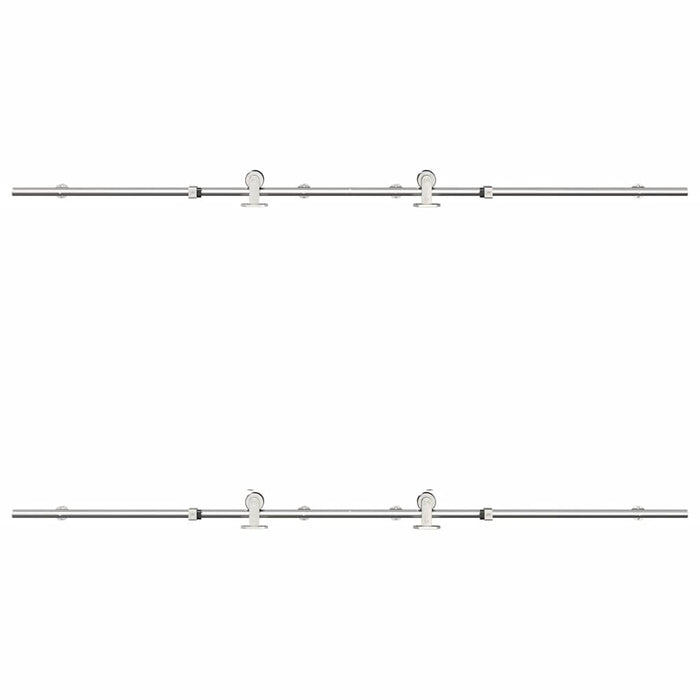 Kit Binari Porta Scorrevole 200 cm Acciaio Inossidabile Argento