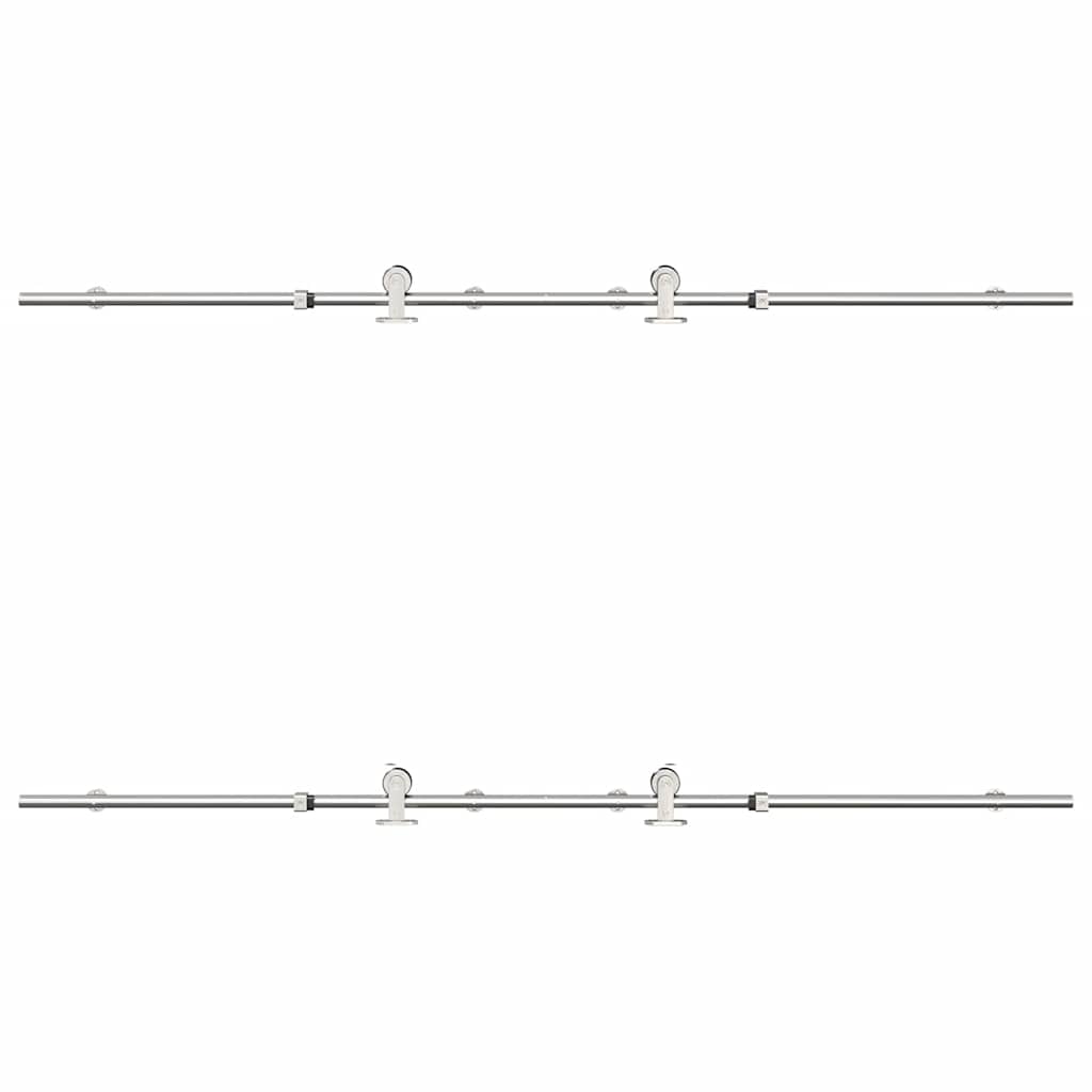 Kit Binari Porta Scorrevole 200 cm Acciaio Inossidabile Argento 3295764