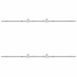 Kit Binari Porta Scorrevole 200 cm Acciaio Inossidabile Argento 3295764