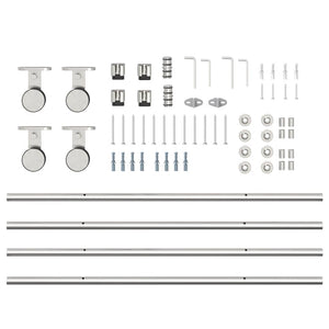 Kit Binari Porta Scorrevole 200 cm Acciaio Inossidabile Argento
