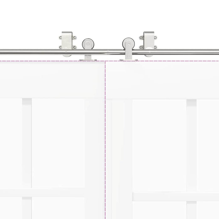 Kit Binari Porta Scorrevole 200 cm Acciaio Inossidabile Argento