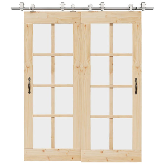 Kit Binari Porta Scorrevole 200 cm Acciaio Inossidabile Argento 3295764