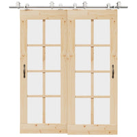 Kit Binari Porta Scorrevole 200 cm Acciaio Inossidabile Argento