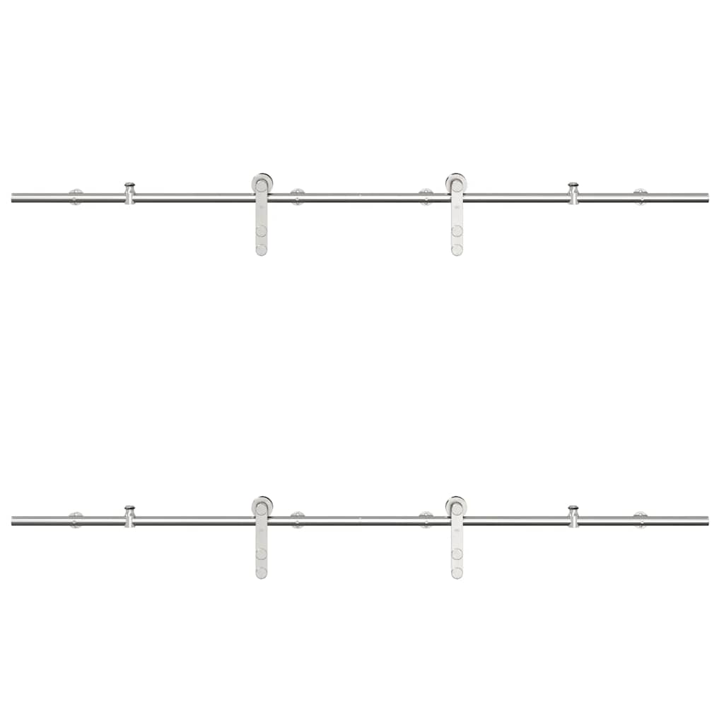 Kit Binari Porta Scorrevole 183 cm Acciaio Inossidabile Argento 3295765