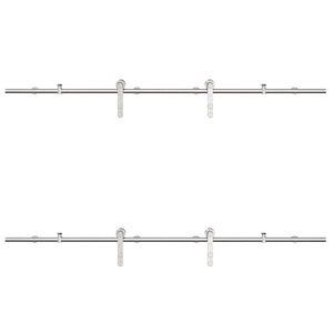 Kit Binari Porta Scorrevole 183 cm Acciaio Inossidabile Argento 3295765