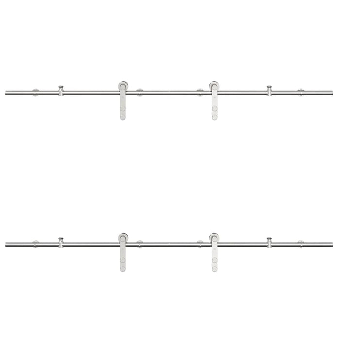 Kit Binari Porta Scorrevole 183 cm Acciaio Inossidabile Argento