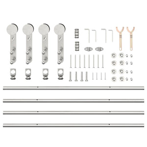 Kit Binari Porta Scorrevole 183 cm Acciaio Inossidabile Argento 3295765