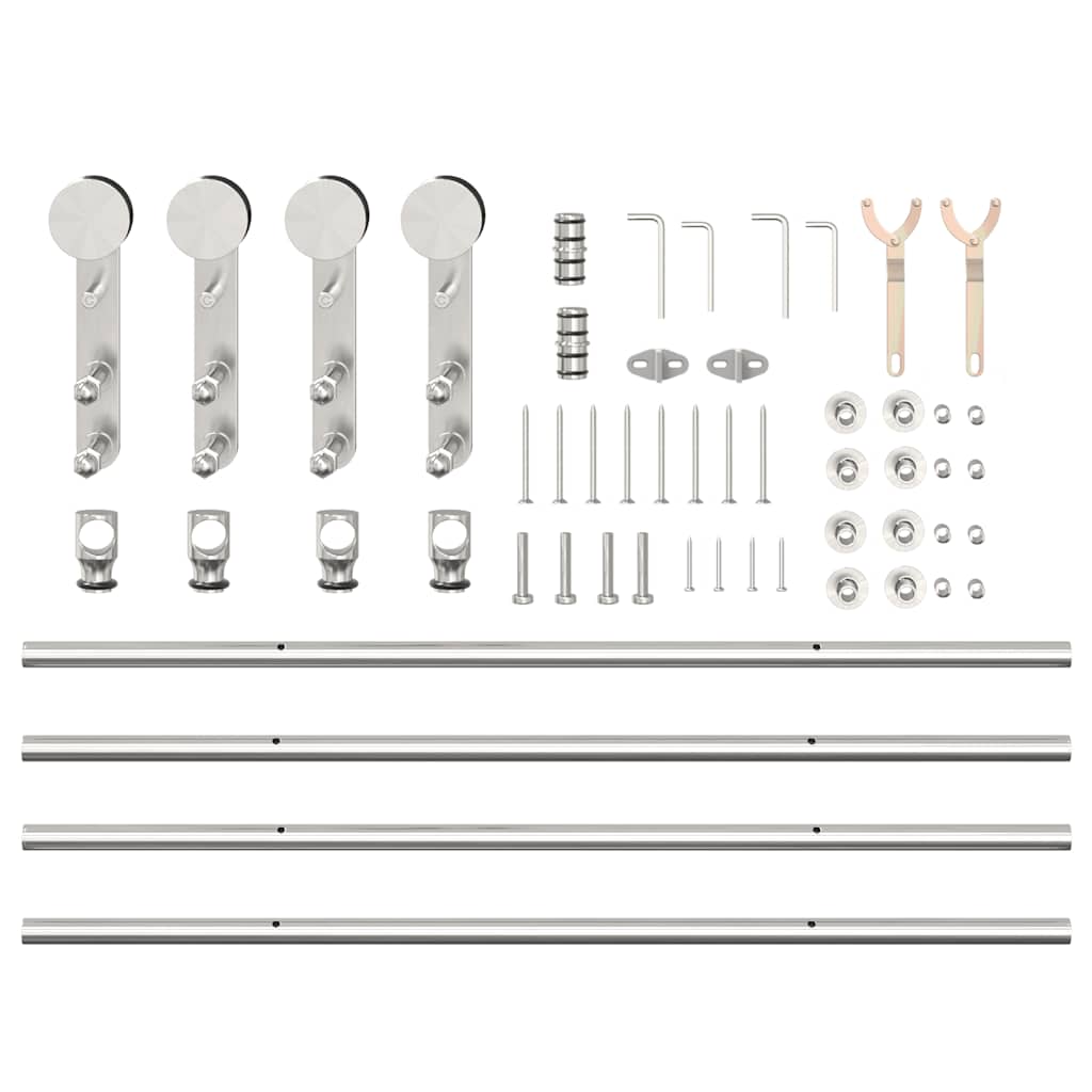 Kit Binari Porta Scorrevole 183 cm Acciaio Inossidabile Argento