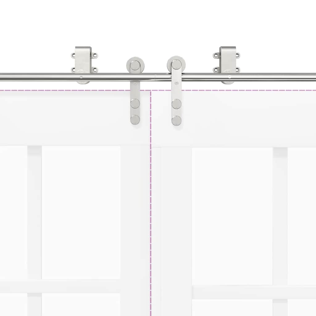 Kit Binari Porta Scorrevole 183 cm Acciaio Inossidabile Argento