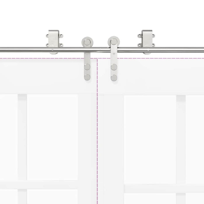 Kit Binari Porta Scorrevole 183 cm Acciaio Inossidabile Argento