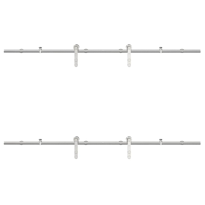 Kit Binari Porta Scorrevole 200 cm Acciaio Inossidabile Argento