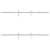 Kit Binari Porta Scorrevole 200 cm Acciaio Inossidabile Argento 3295766