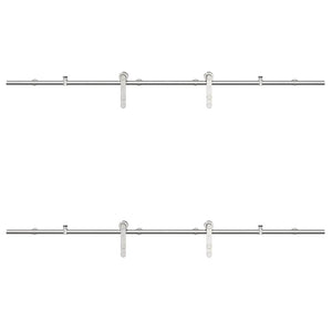 Kit Binari Porta Scorrevole 200 cm Acciaio Inossidabile Argento 3295766