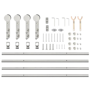 Kit Binari Porta Scorrevole 200 cm Acciaio Inossidabile Argento 3295766