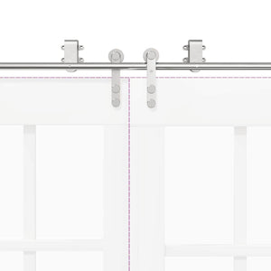 Kit Binari Porta Scorrevole 200 cm Acciaio Inossidabile Argento