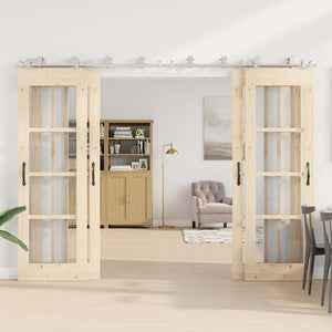 Kit Binari Porta Scorrevole 366 cm Acciaio Inossidabile Argento 3295767