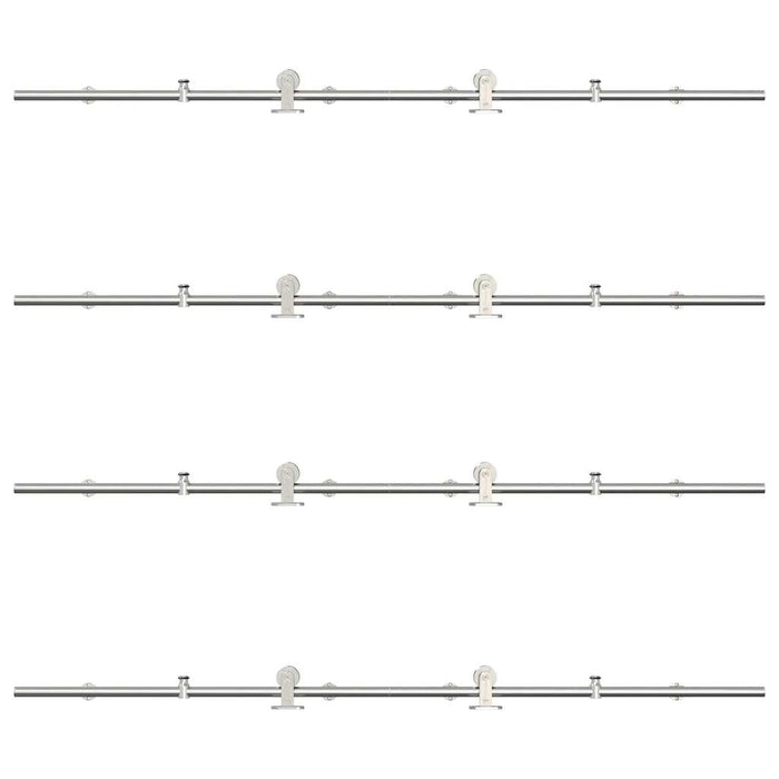 Kit Binari Porta Scorrevole 366 cm Acciaio Inossidabile Argento 3295767