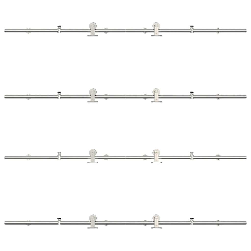 Kit Binari Porta Scorrevole 366 cm Acciaio Inossidabile Argento