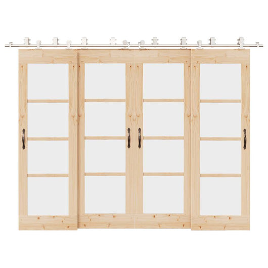 Kit Binari Porta Scorrevole 366 cm Acciaio Inossidabile Argento 3295767