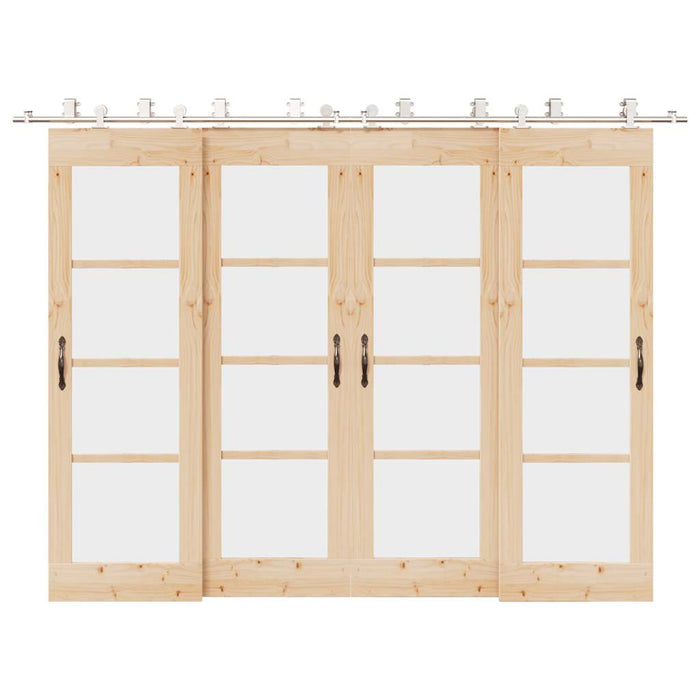 Kit Binari Porta Scorrevole 366 cm Acciaio Inossidabile Argento 3295767