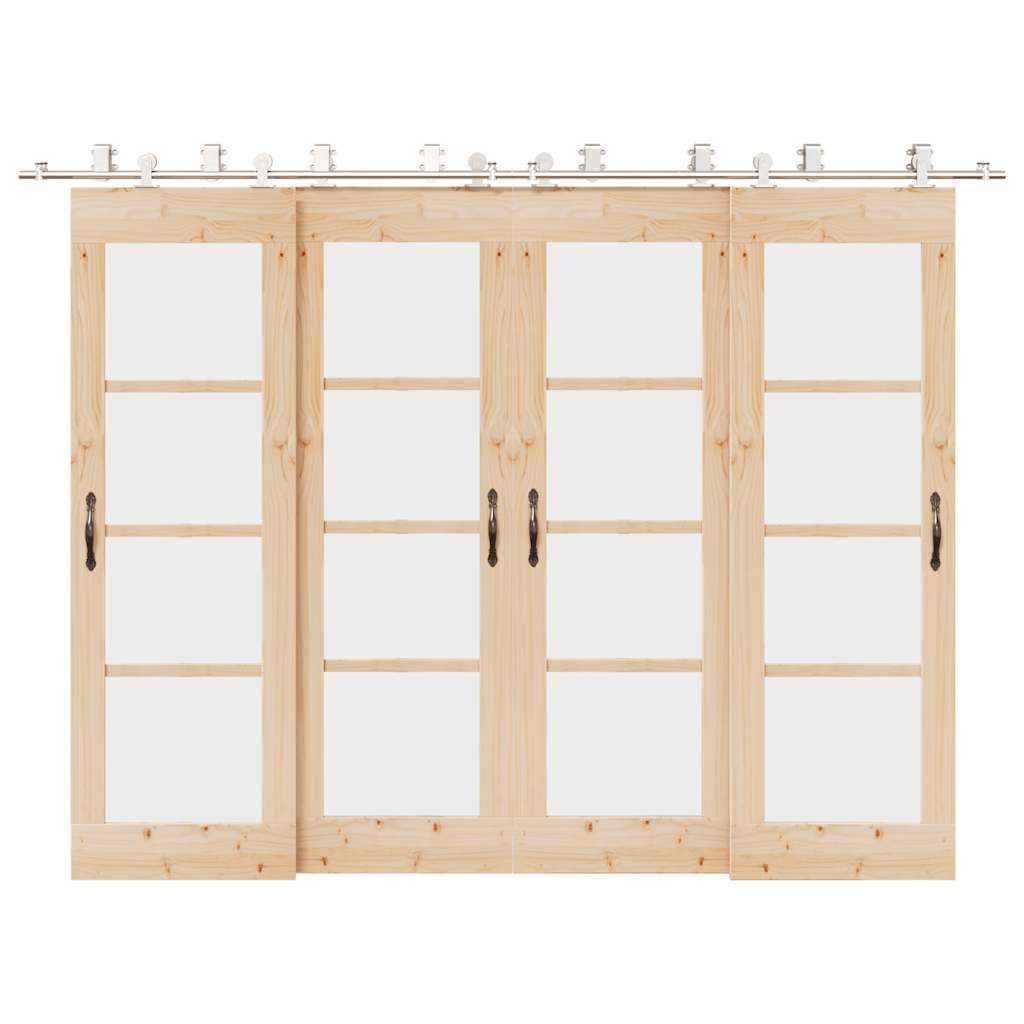 Kit Binari Porta Scorrevole 366 cm Acciaio Inossidabile Argento