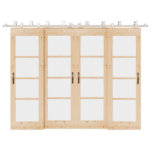 Kit Binari Porta Scorrevole 366 cm Acciaio Inossidabile Argento