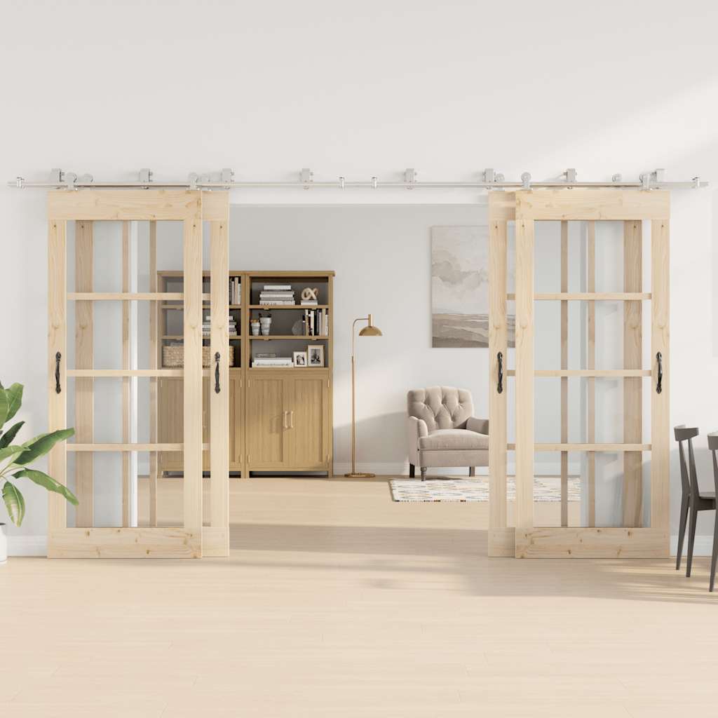 vidaXL Kit Binari Porta Scorrevole 400 cm Acciaio Inossidabile Argento