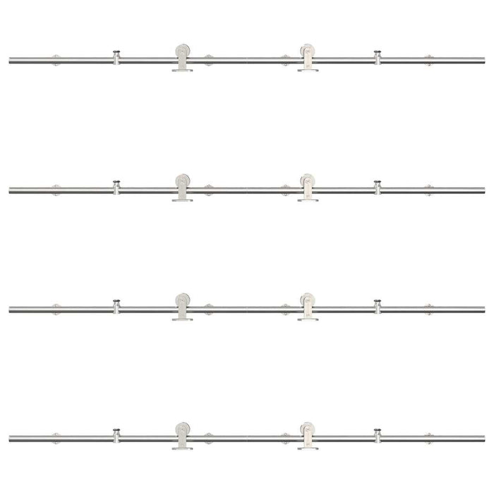 Kit Binari Porta Scorrevole 400 cm Acciaio Inossidabile Argento 3295768