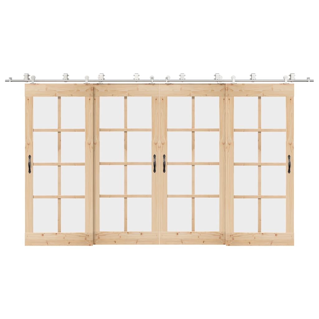 Kit Binari Porta Scorrevole 400 cm Acciaio Inossidabile Argento 3295768