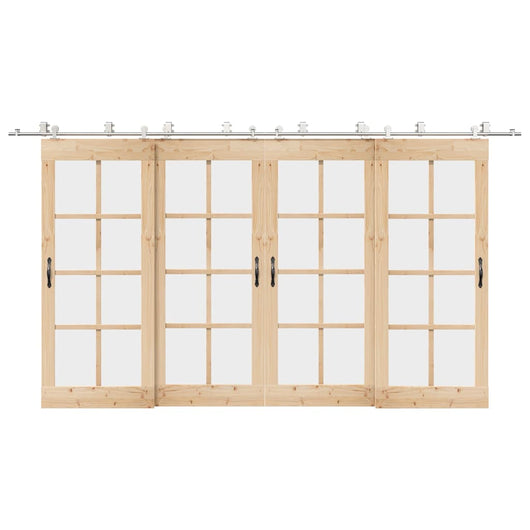 Kit Binari Porta Scorrevole 400 cm Acciaio Inossidabile Argento 3295768