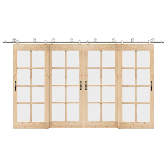 Kit Binari Porta Scorrevole 400 cm Acciaio Inossidabile Argento 3295768