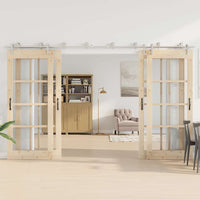 Kit Binari Porta Scorrevole 366 cm Acciaio Inossidabile Argento 3295769