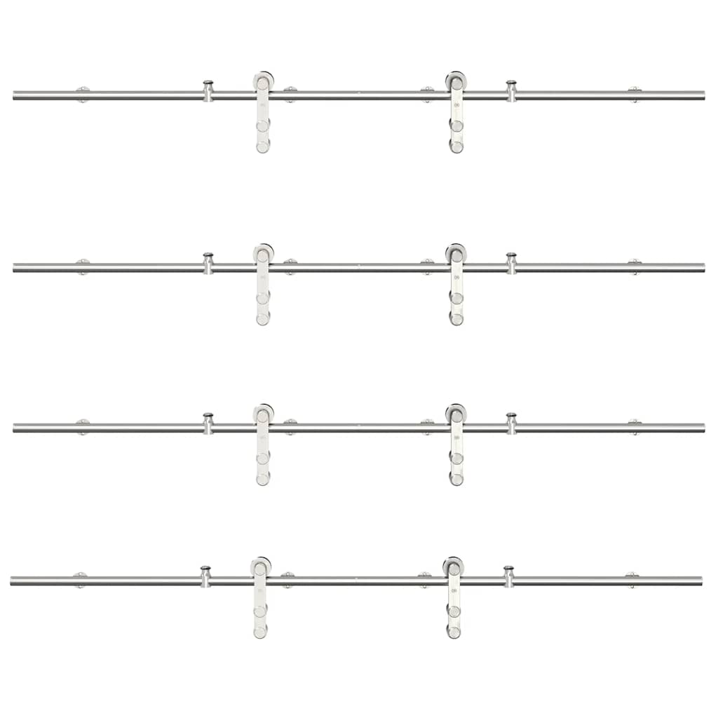 vidaXL Kit Binari Porta Scorrevole 366 cm Acciaio Inossidabile Argento