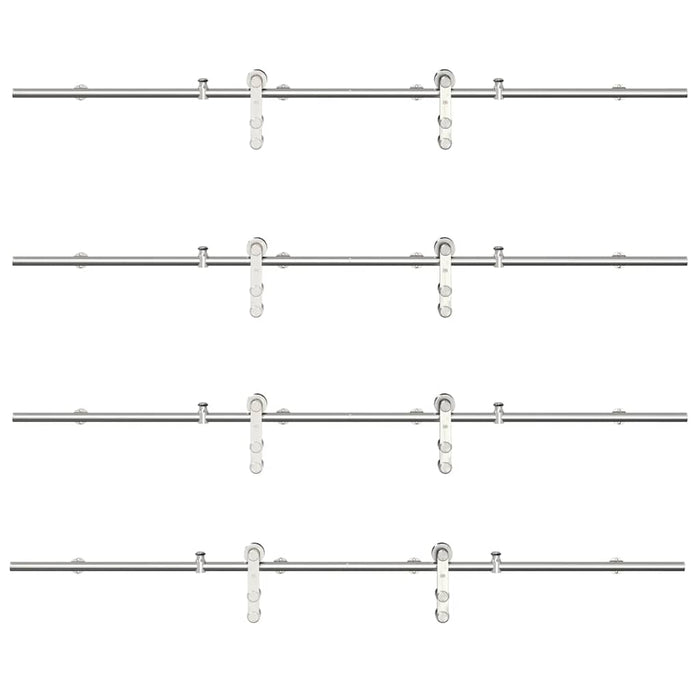 vidaXL Kit Binari Porta Scorrevole 366 cm Acciaio Inossidabile Argento
