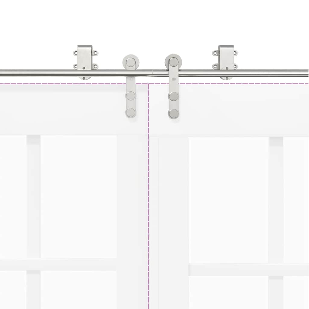 vidaXL Kit Binari Porta Scorrevole 366 cm Acciaio Inossidabile Argento