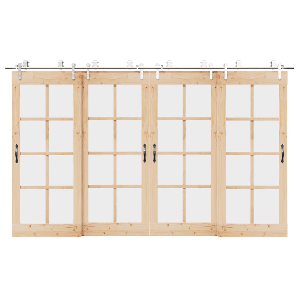 vidaXL Kit Binari Porta Scorrevole 366 cm Acciaio Inossidabile Argento