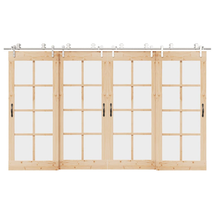 vidaXL Kit Binari Porta Scorrevole 366 cm Acciaio Inossidabile Argento