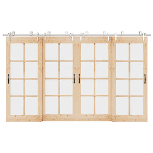 Kit Binari Porta Scorrevole 366 cm Acciaio Inossidabile Argento 3295769