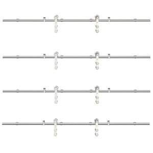Kit Binari Porta Scorrevole 400 cm Acciaio Inossidabile Argento
