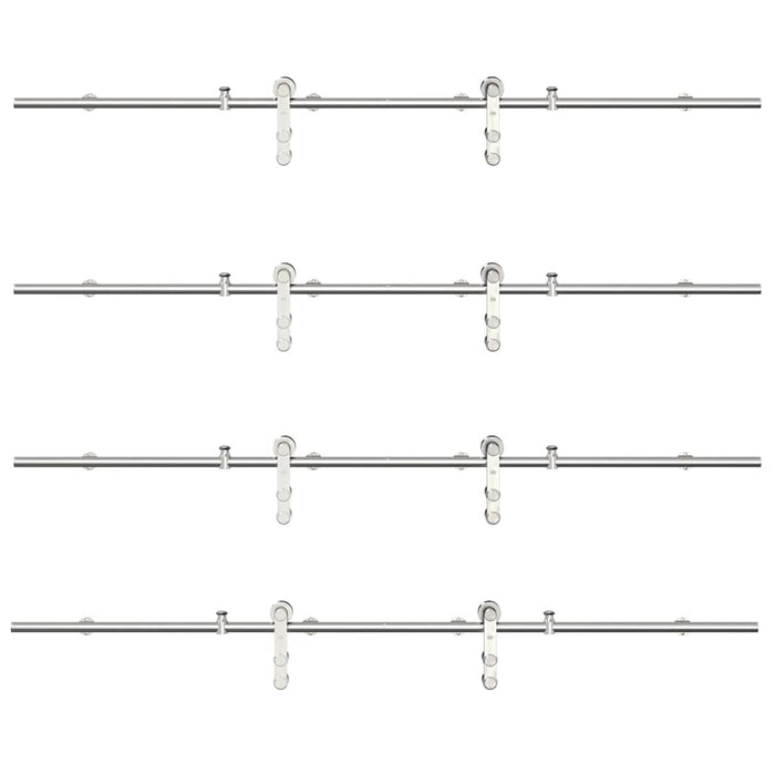 Kit Binari Porta Scorrevole 400 cm Acciaio Inossidabile Argento