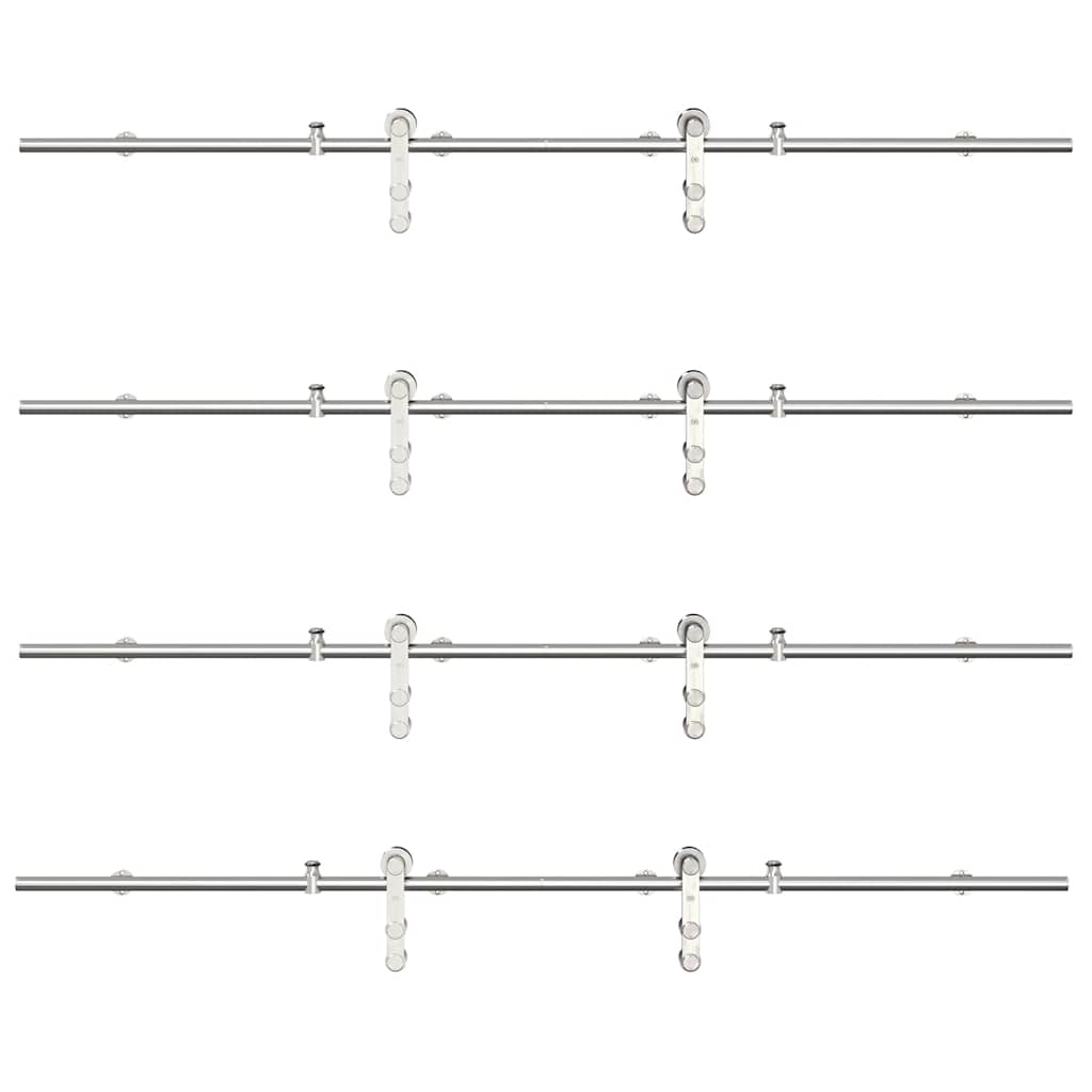 Kit Binari Porta Scorrevole 400 cm Acciaio Inossidabile Argento 3295770