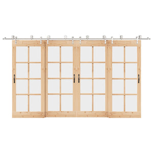 Kit Binari Porta Scorrevole 400 cm Acciaio Inossidabile Argento