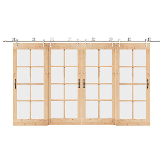 Kit Binari Porta Scorrevole 400 cm Acciaio Inossidabile Argento