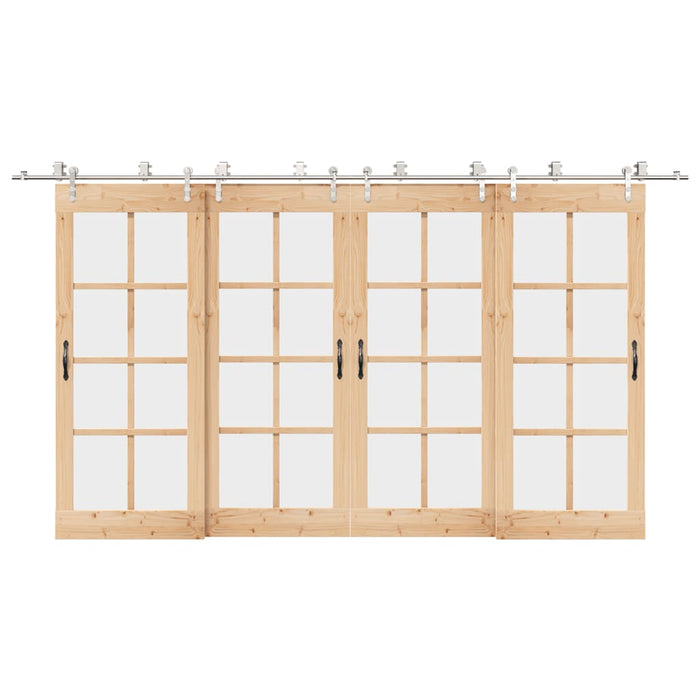 Kit Binari Porta Scorrevole 400 cm Acciaio Inossidabile Argento