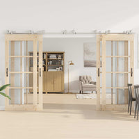 Kit Binari Porta Scorrevole 366 cm Acciaio Inossidabile Argento