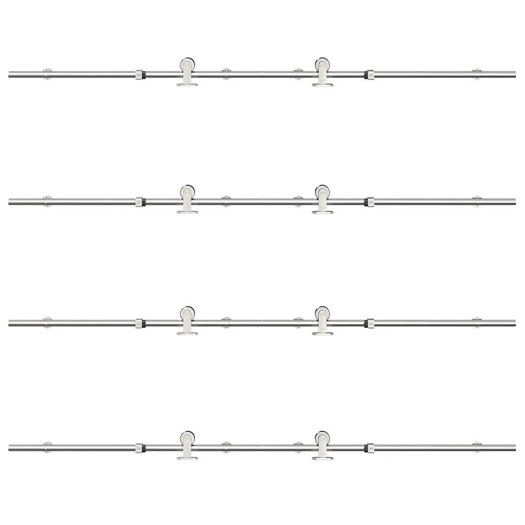 Kit Binari Porta Scorrevole 366 cm Acciaio Inossidabile Argento 3295771