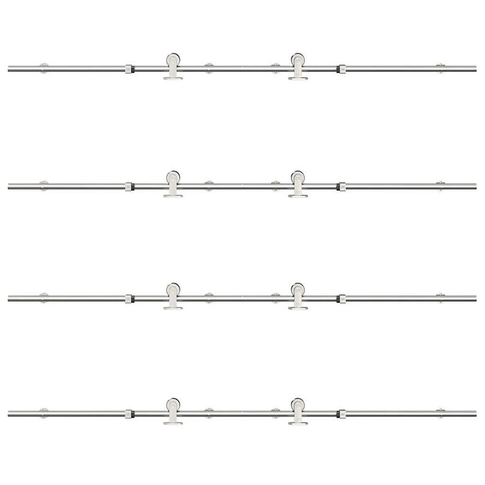 Kit Binari Porta Scorrevole 366 cm Acciaio Inossidabile Argento