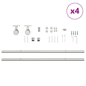 Kit Binari Porta Scorrevole 366 cm Acciaio Inossidabile Argento